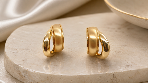 Chunky Matte Gold Statement Hoop Earrings
