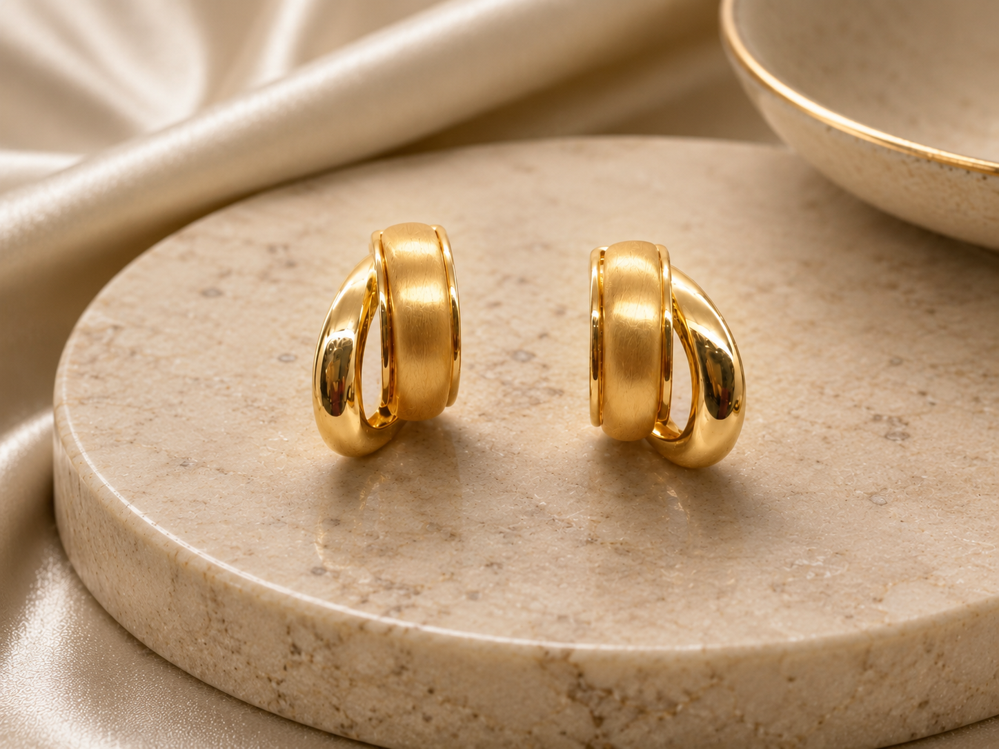 Chunky Matte Gold Statement Hoop Earrings