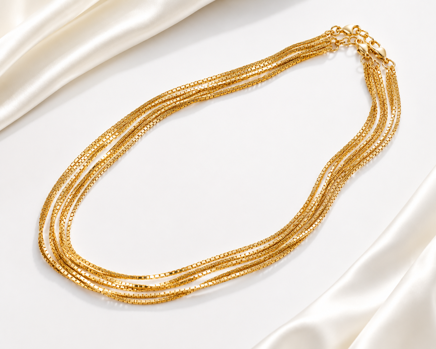 Classic Gold Box Chain Necklace Set