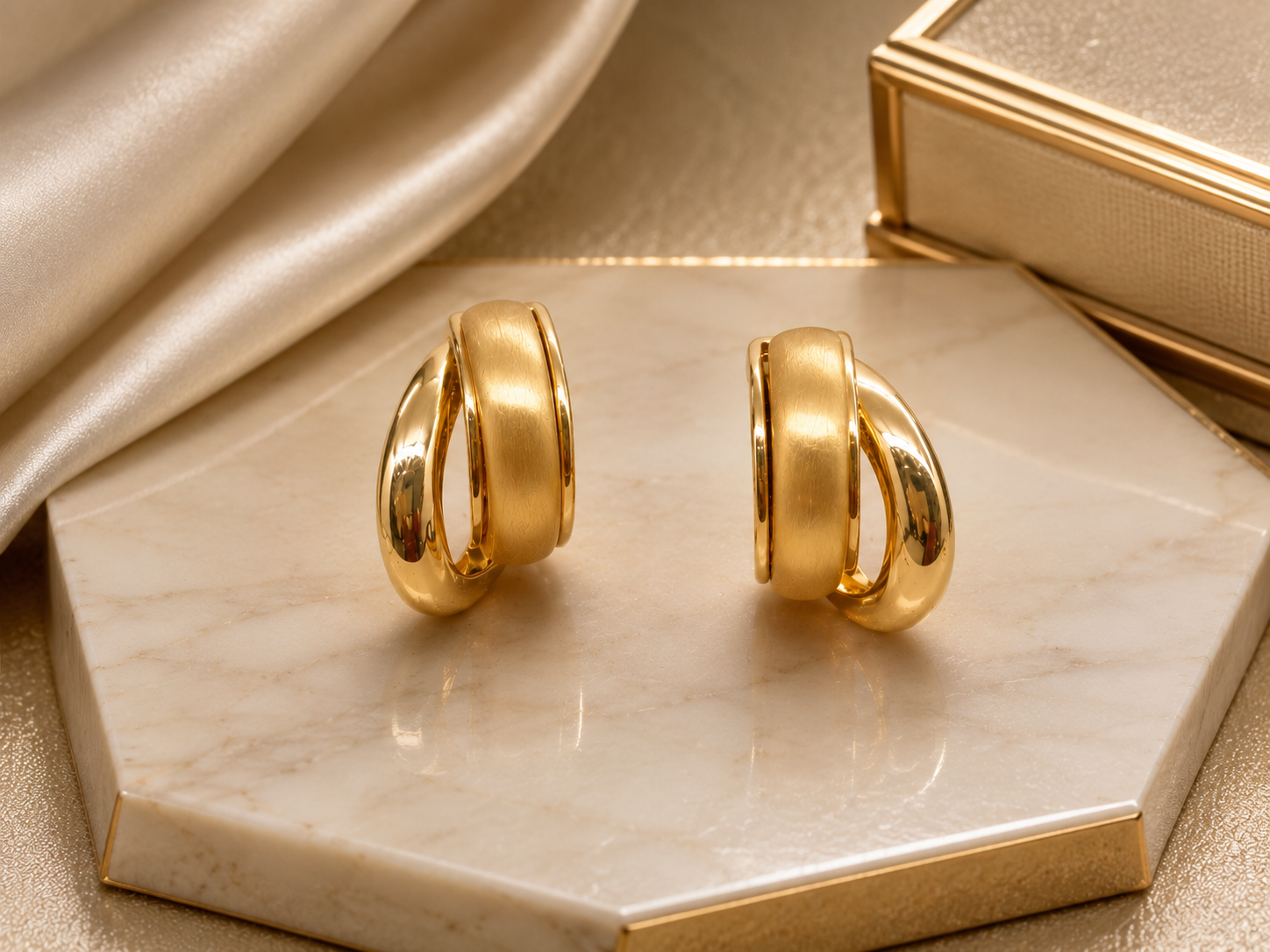 Chunky Matte Gold Statement Hoop Earrings