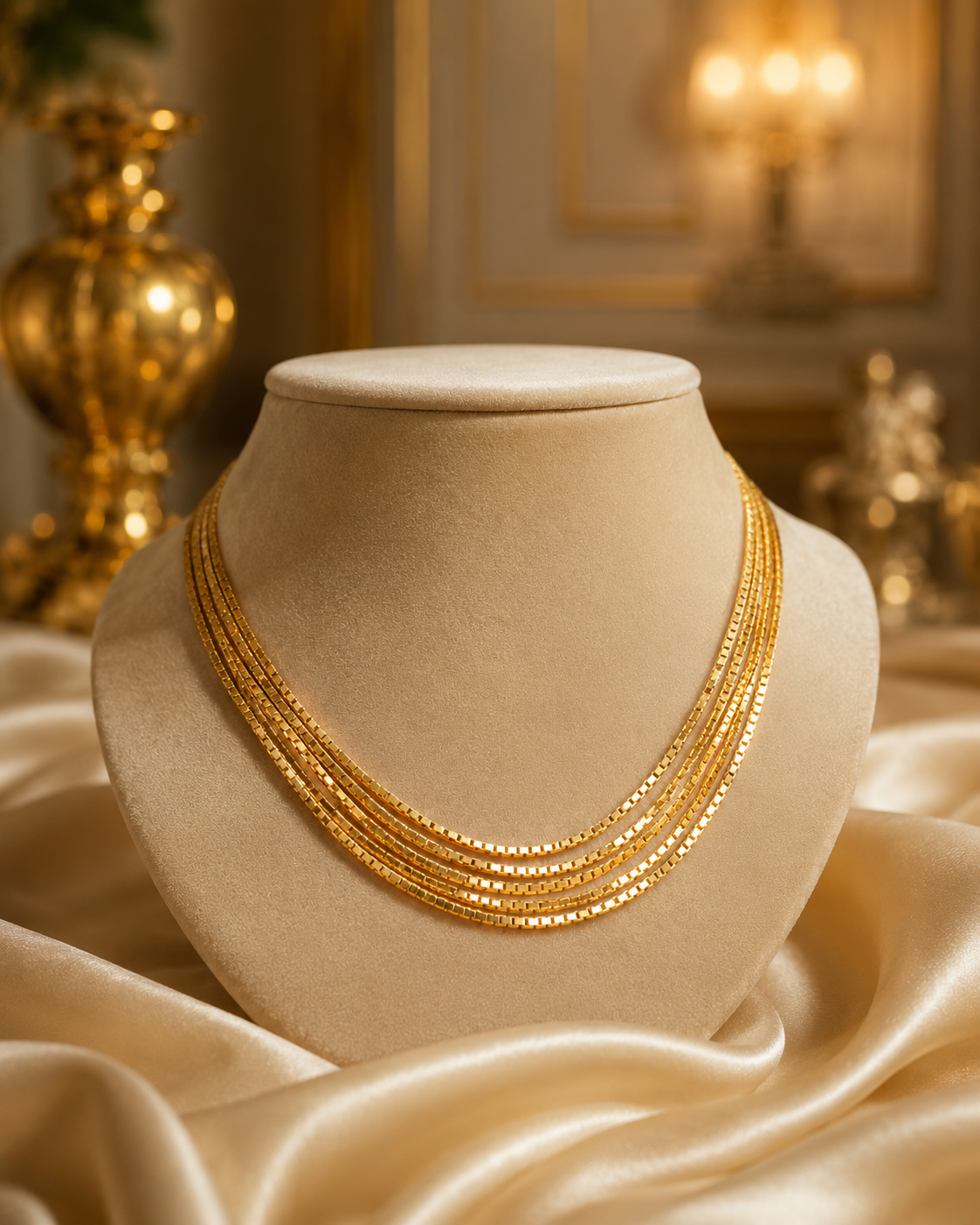 Classic Gold Box Chain Necklace Set